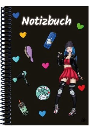 A 4 Notizbuch Manga Enora, schwarz, blanko