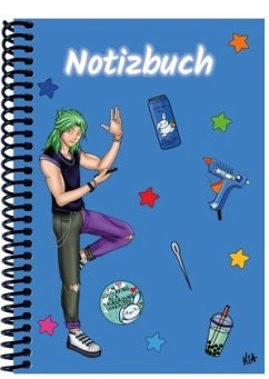 A 4 Notizbuch Manga Quinn, blau, blanko