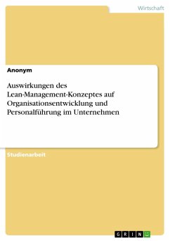 Cover Auswirkungen des Lean-Management-Konzeptes auf Organisationsentwicklung und Personalführung im Unternehmen (eBook, PDF)