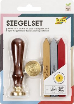 Folia Siegel Set inkl. Holzgriff, 2x Siegelmotiven, 3x Siegelwachs