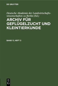 Cover Archiv für Geflügelzucht und Kleintierkunde. Band 11, Heft 3