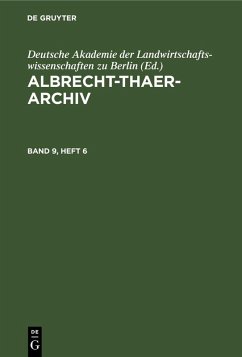 Cover Albrecht-Thaer-Archiv. Band 9, Heft 6