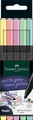 Faber-Castell Fineliner Grip Finepen pastell 5er Set