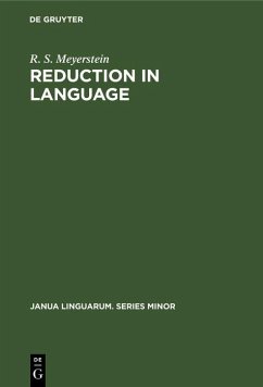 Reduction in Language (eBook, PDF) - Meyerstein, R. S.