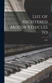 List of Registered Motor Vehicles To; 1909