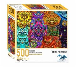 Brain Tree - Tribal Animals 500 Piece Puzzles for Adults: With Droplet Technology for Anti Glare & Soft Touch