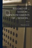 Record of ... Session ... Announcements of ... Session ..; 1912/13