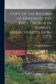 Copy of the Record of Deaths of the First Church in Rowley, Massachusetts [1696-1777]