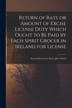 Return of Rate or Amount of Excise License Duty Which Ought to Be Paid by Each Spirit Grocer in Ireland for License; Amount Received by Excise, July 1 - Anonymous