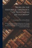 "More on the Historical Experience of Proletarian Dictatorship": an Article Prepared by the Editorial Department of the "People's Daily" (Peking) on t