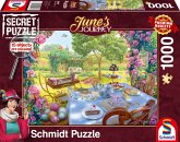 Schmidt 59974 - June's Journey, Tee im Garten, Secret Puzzle, 1000 Teile