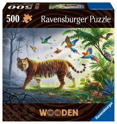 Ravensburger 17514 - Wooden, Tiger im Dschungel, Holz-Puzzle inkl. 40 Whimsies, 500 Teile