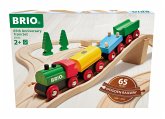 BRIO 36036 - Holzeisenbahn Jubiläums-Zugset, Holz-Eisenbahn mit Schienen und Zubehör, 36-teilig