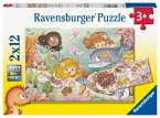 Ravensburger 05663 - Kleine Feen und Meerjungfrauen, Kinderpuzzle mit Mini-Poster, 2x12 Teile