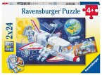Ravensburger 05665 - Reise durch den Weltraum, Kinderpuzzle mit Mini-Poster, 2x24 Teile