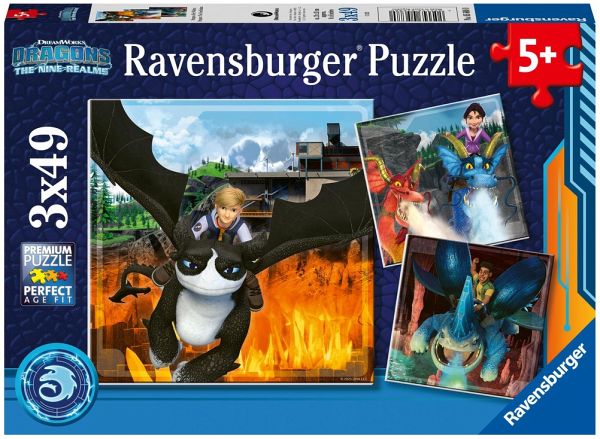 Dragons, Die 9 Welten, Kinderpuzzle, 3x49 Teile Dragons, Die 9 Welten, Kinderpuzzle, 3x49 Teile