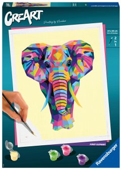 Ravensburger 28995 - CreArt, Malen nach Zahlen, Funky Elefant, 24x30cm, Malset