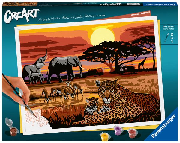 Ravensburger 23548 - CreArt, Malen nach Zahlen, Savannah Landscapes, 40x30cm Malset