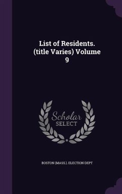 List of Residents. (title Varies) Volume 9