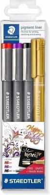 Cover STAEDTLER Fineliner pigment liner 308 + metallic pen, 4er Set