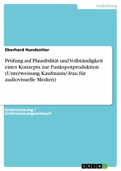 Prüfung auf Plausibilität und Vollständigkeit eines Konzepts zur Funkspotproduktion (Unterweisung Kaufmann/-frau für audiovisuelle Medien) (eBook, PDF)