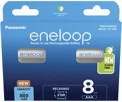 1x8 Panasonic Eneloop Micro AAA 800mAh Ni-MH BK-4MCDE/8BE