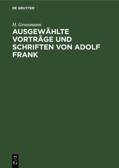 Cover Ausgewählte Vorträge und Schriften von Adolf Frank (eBook, PDF)