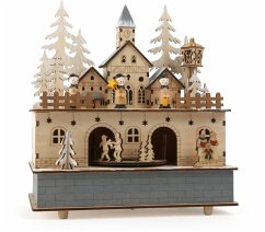 Small foot 10543 - Kleines Dorf mit Spieluhr Stille Nacht, Lampe, Holz, Höhe 21cm