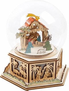 Small foot 11389 - Leuchtglocke Krippe mit Spieluhr Stille Nacht, Holz/Glas, Höhe 21cm