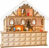 Small foot 10546 - Adventskalender Puppenstube mit 24 Schubladen, mit Beleuchtung, Holz, Höhe 38cm