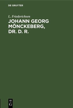 Cover Johann Georg Mönckeberg, Dr. d. R.