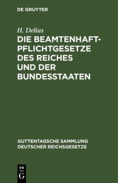 Die Beamtenhaftpflichtgesetze des Reiches und der Bundesstaaten - Delius, H.