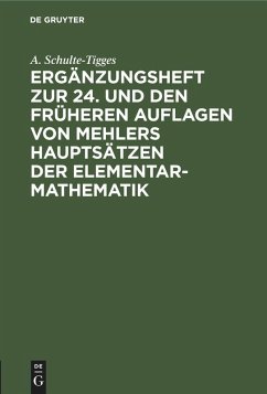 Cover Ergänzungsheft zur 24. und den früheren Auflagen von Mehlers Hauptsätzen der Elementar-Mathematik