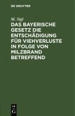 Das bayerische Gesetz die Entschädigung für Viehverluste in Folge von Milzbrand betreffend