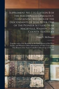 Supplement No. 1 to Edition B of the MacDonald Genealogy. Containing Records of the Descendants of Jesse Peter, One of the Pioneer Settlers Near Mackv