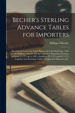 Becher's Sterling Advance Tables for Importers [microform]: Shewing the Cost of an Article Purchased in Sterling From 1/8d. to 100 Shillings, With the - Becher, William S.