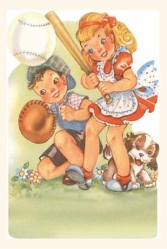 Vintage Journal Little Children Playing Baseball