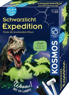 KOSMOS 654276 - Fun Science Schwarzlicht Expedition, Dino-Ausgrabungsset, Experimentierkasten
