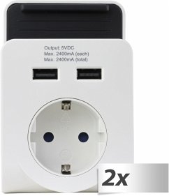 2x1 REV USB Ladegerät 2-fach mit Ablage weiß