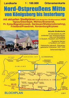 Landkarte Nord-Ostpreußens Mitte von Königsberg bis Insterburg - Bloch, Dirk