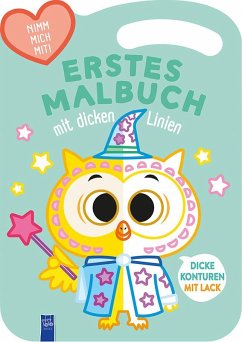 Cover Erstes Malbuch mit dicken Linien - Cover grün (Eule)