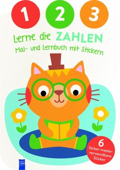 Cover 1,2,3 - Lerne die Zahlen - Mal- und Lernbuch mit Stickern (Cover Katze)