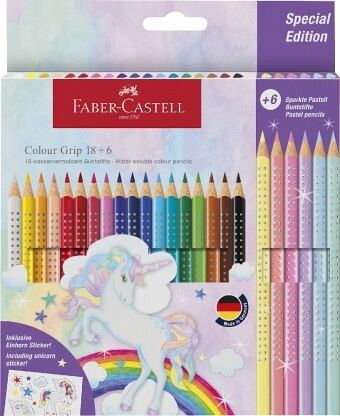 Faber-Castell Buntstift Colour Grip Einhorn 18er Etui + 6 Sparkle … -  Schreibwaren bei bücher.de immer portofrei