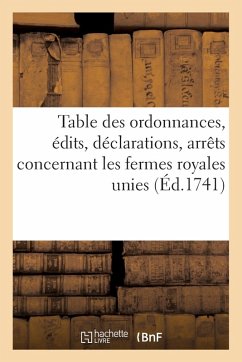 Cover Table Des Ordonnances, Édits, Déclarations, Arrêts Du Conseil Et de la Cour Des Aydes
