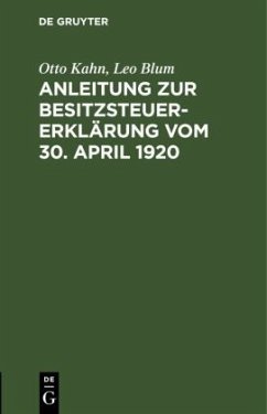 Anleitung zur Besitzsteuererklärung vom 30. April 1920 - Kahn, Otto;Blum, Leo