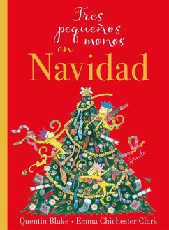 Tres pequeños monos en Navidad