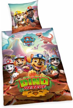 Herding 4432466050 - Paw Patrol Dino Rescue, Bettwäsche-Set, Baumwolle, 80x80/135x200 cm