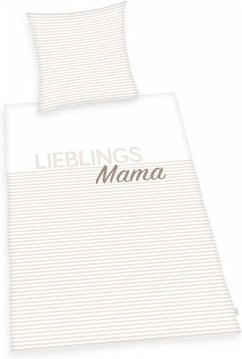 Herding 4459280050 - Lieblings-Mama Bettwäsche-Set, Baumwolle, 80x80/135x200 cm