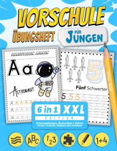 Cover Vorschule Übungsheft für Jungen - 6 in 1 XXL Edition