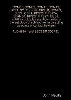 CCNB1, CCNB2, CCNA1, CCNA2, SYT1, SYT2, CKS2, CKS1B, CCNB3, SKP1, CDK1, RPS23, RPS27A, ZFAND4, RPS27, RPS27l, BUB1, BUB1B could play significant roles in the aetiology of schizophrenia by acting as points of contact between ALDH18A1 and SEC23IP (COP2). - Neville, John